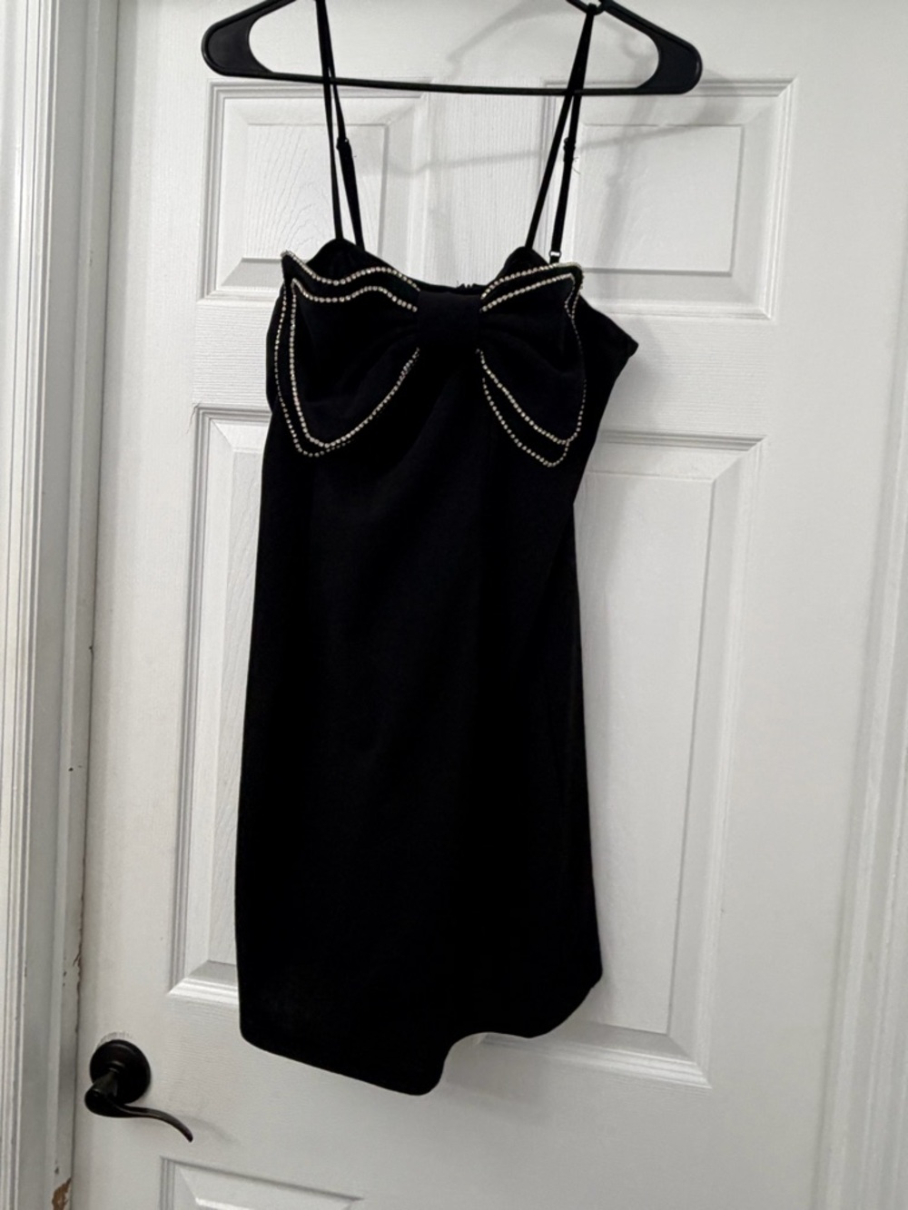 Black Rhinestone Bow Bodycon Dress - Picture 2 of 4